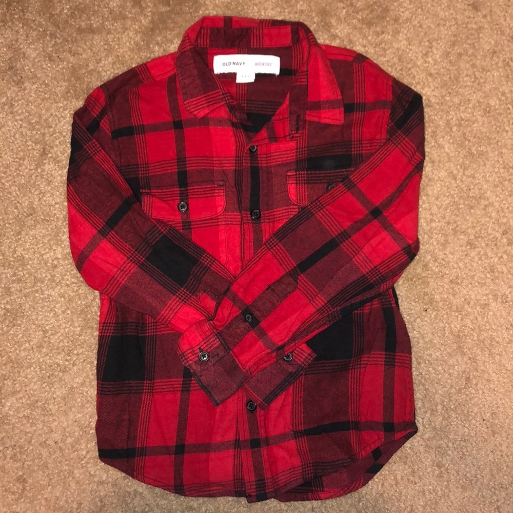 3/$18 Boys Red and Black Plaid Flannel